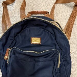 Calvin Klein Navy Backpack with Tan Trim and Gold Hardware- (As Is- see pics)
